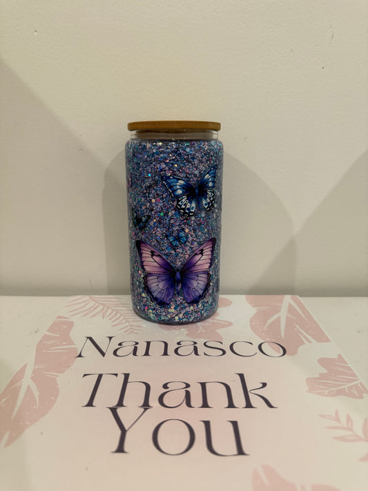 Butterfly glass cup