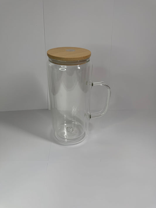glass cup with handle
